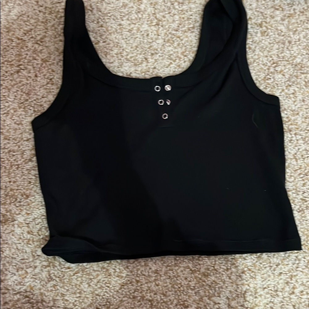 Black Scoop Neck Sleeveless Crop Tank Top